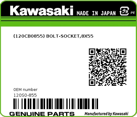 Product image: Kawasaki - 120S0-855 - (120CB0855) BOLT-SOCKET,8X55 