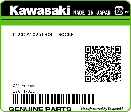 Product image: Kawasaki - 120T1-025 - (120CA1025) BOLT-SOCKET  0