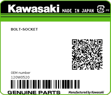 Product image: Kawasaki - 120W0520 - BOLT-SOCKET  0