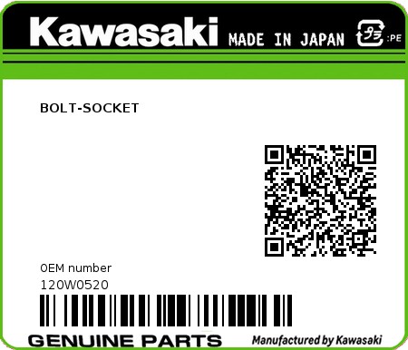 Product image: Kawasaki - 120W0520 - BOLT-SOCKET 