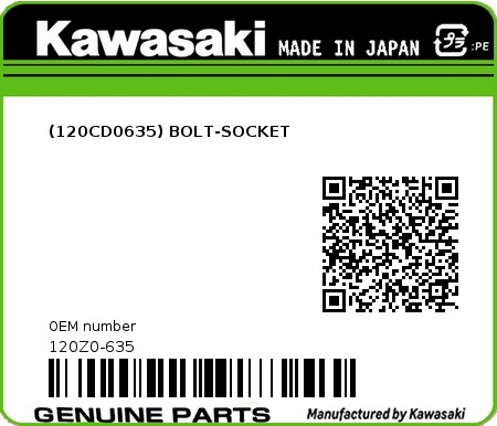 Product image: Kawasaki - 120Z0-635 - (120CD0635) BOLT-SOCKET 