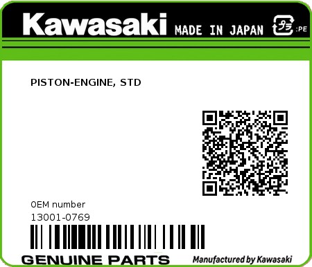 Product image: Kawasaki - 13001-0769 - PISTON-ENGINE, STD 