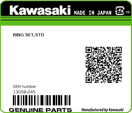 Product image: Kawasaki - 13008-045 - RING SET,STD 