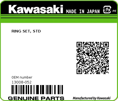 Product image: Kawasaki - 13008-052 - RING SET, STD 