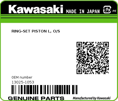 Product image: Kawasaki - 13025-1053 - RING-SET PISTON L, O/S 