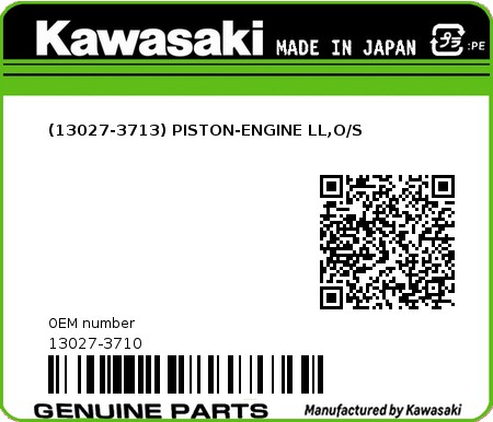 Product image: Kawasaki - 13027-3710 - (13027-3713) PISTON-ENGINE LL,O/S  0