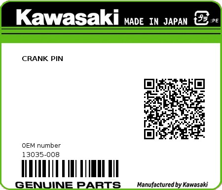 Product image: Kawasaki - 13035-008 - CRANK PIN  0