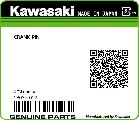 Product image: Kawasaki - 13035-012 - CRANK PIN 