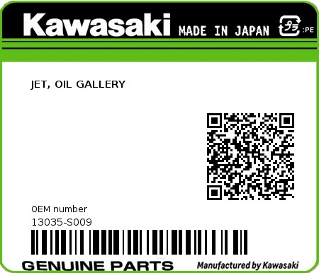 Product image: Kawasaki - 13035-S009 - JET, OIL GALLERY 