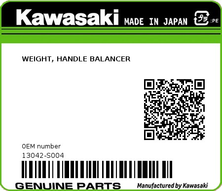 Product image: Kawasaki - 13042-S004 - WEIGHT, HANDLE BALANCER 