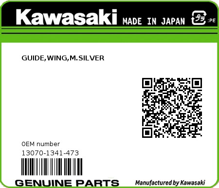 Product image: Kawasaki - 13070-1341-473 - GUIDE,WING,M.SILVER 