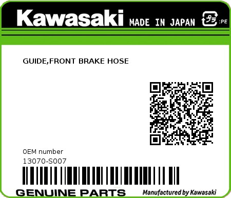 Product image: Kawasaki - 13070-S007 - GUIDE,FRONT BRAKE HOSE 