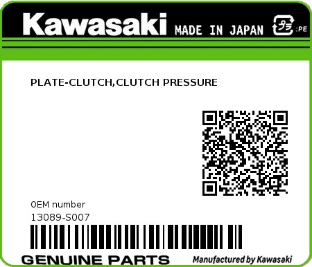 Product image: Kawasaki - 13089-S007 - PLATE-CLUTCH,CLUTCH PRESSURE  0