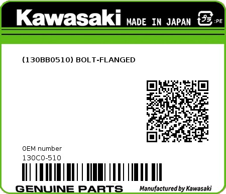 Product image: Kawasaki - 130C0-510 - (130BB0510) BOLT-FLANGED 