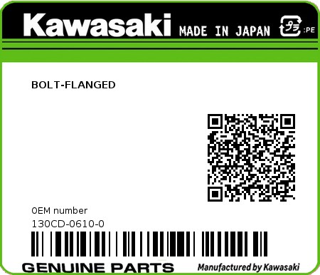 Product image: Kawasaki - 130CD-0610-0 - BOLT-FLANGED  0