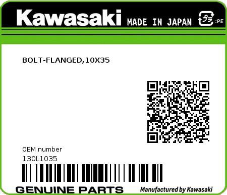 Product image: Kawasaki - 130L1035 - BOLT-FLANGED,10X35  0
