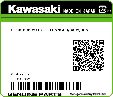 Product image: Kawasaki - 130S0-895 - (130CB0895) BOLT-FLANGED,8X95,BLA  0