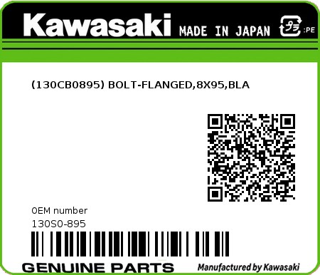 Product image: Kawasaki - 130S0-895 - (130CB0895) BOLT-FLANGED,8X95,BLA 