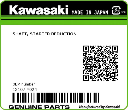 Product image: Kawasaki - 13107-Y024 - SHAFT, STARTER REDUCTION  0