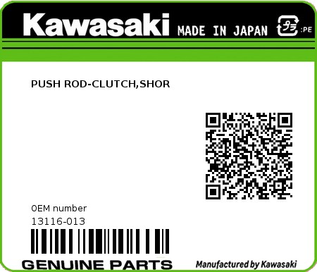 Product image: Kawasaki - 13116-013 - PUSH ROD-CLUTCH,SHOR  0