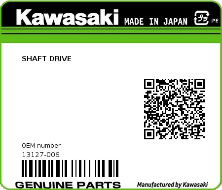 Product image: Kawasaki - 13127-006 - SHAFT DRIVE 