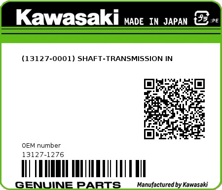 Product image: Kawasaki - 13127-1276 - (13127-0001) SHAFT-TRANSMISSION IN  0