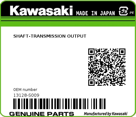 Product image: Kawasaki - 13128-S009 - SHAFT-TRANSMISSION OUTPUT  0