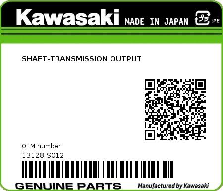 Product image: Kawasaki - 13128-S012 - SHAFT-TRANSMISSION OUTPUT  0