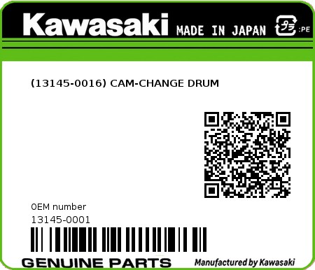 Product image: Kawasaki - 13145-0001 - (13145-0016) CAM-CHANGE DRUM 