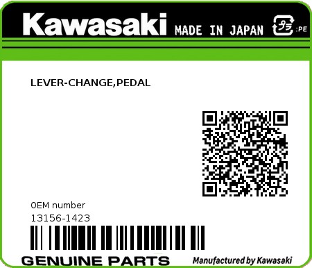 Product image: Kawasaki - 13156-1423 - LEVER-CHANGE,PEDAL 