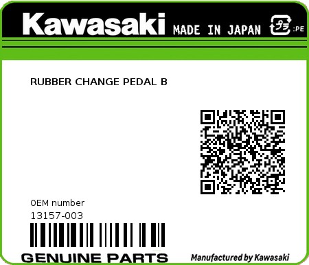 Product image: Kawasaki - 13157-003 - RUBBER CHANGE PEDAL B 