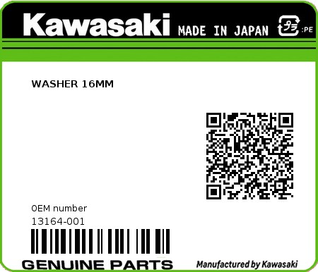 Product image: Kawasaki - 13164-001 - WASHER 16MM  0