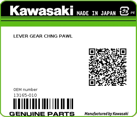 Product image: Kawasaki - 13165-010 - LEVER GEAR CHNG PAWL  0