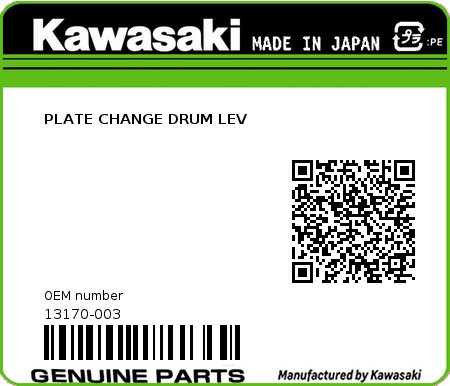 Product image: Kawasaki - 13170-003 - PLATE CHANGE DRUM LEV  0