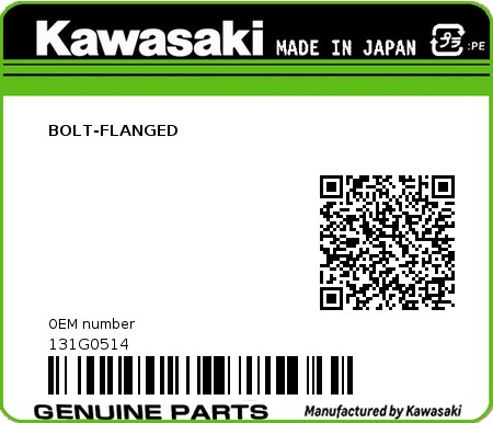 Product image: Kawasaki - 131G0514 - BOLT-FLANGED 