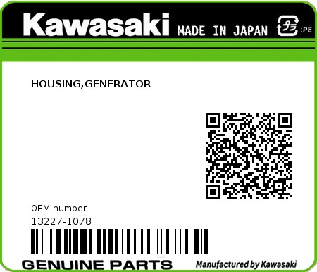 Product image: Kawasaki - 13227-1078 - HOUSING,GENERATOR 