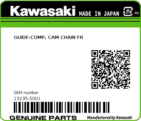 Product image: Kawasaki - 13235-S001 - GUIDE-COMP, CAM CHAIN FR  0