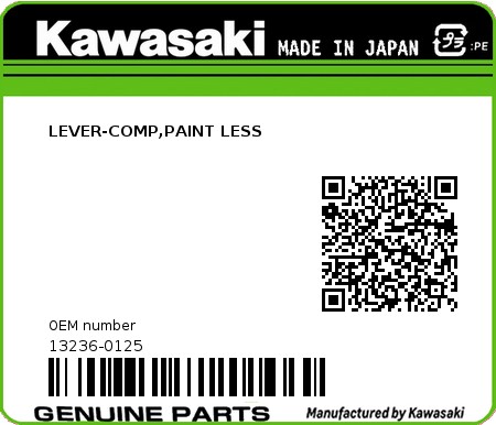 Product image: Kawasaki - 13236-0125 - LEVER-COMP,PAINT LESS  0