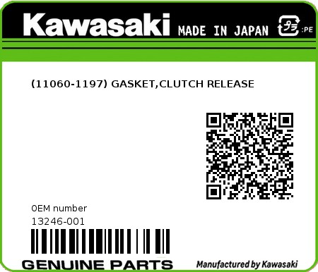 Product image: Kawasaki - 13246-001 - (11060-1197) GASKET,CLUTCH RELEASE 