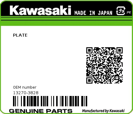 Product image: Kawasaki - 13270-3828 - PLATE 