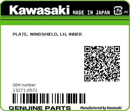 Product image: Kawasaki - 13271-0572 - PLATE, WINDSHIELD, LH, INNER 