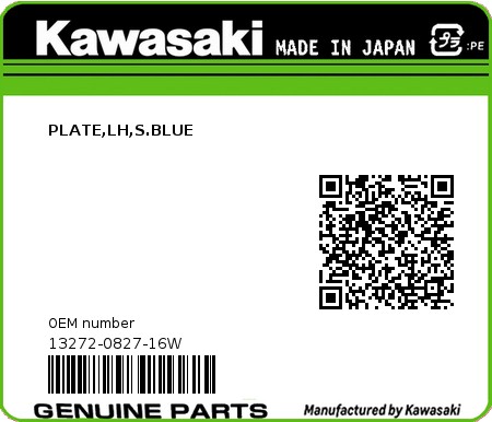 Product image: Kawasaki - 13272-0827-16W - PLATE,LH,S.BLUE 