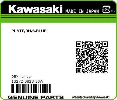 Product image: Kawasaki - 13272-0828-16W - PLATE,RH,S.BLUE 