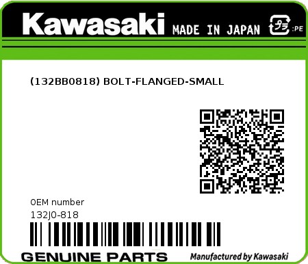 Product image: Kawasaki - 132J0-818 - (132BB0818) BOLT-FLANGED-SMALL 