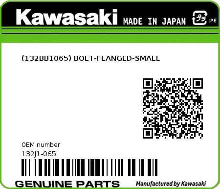 Product image: Kawasaki - 132J1-065 - (132BB1065) BOLT-FLANGED-SMALL  0