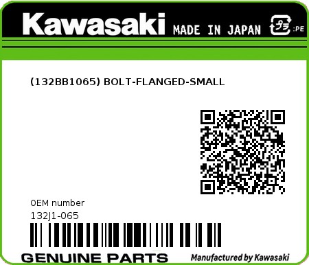 Product image: Kawasaki - 132J1-065 - (132BB1065) BOLT-FLANGED-SMALL 