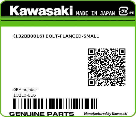 Product image: Kawasaki - 132L0-816 - (132BB0816) BOLT-FLANGED-SMALL  0