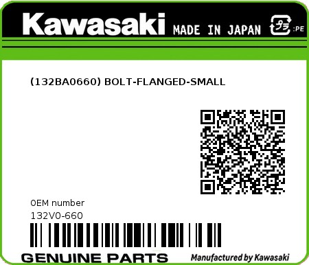 Product image: Kawasaki - 132V0-660 - (132BA0660) BOLT-FLANGED-SMALL  0
