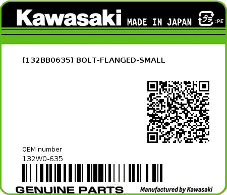 Product image: Kawasaki - 132W0-635 - (132BB0635) BOLT-FLANGED-SMALL  0