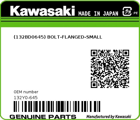 Product image: Kawasaki - 132Y0-645 - (132BD0645) BOLT-FLANGED-SMALL  0